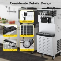 Commercial Ice Cream Machine - 3 Flavor Soft Serve Maker With LED Display, 7.9Gal/Hour Output, Auto Cleaning System For Shops, Restaurants & Home Use -Furniture GUEST 4b87e95f e7eb 449f b27c 4418b99295c2