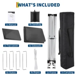 10'x10' Easy Pop Up Canopy Tent With 4 Detachable Window Sidewalls - Waterproof Outdoor Portable Canopy With Carry Bag & Guy Lines -Furniture GUEST 4bc2bf84 39e7 48a7 8744 9d79ad4a1fe9