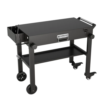 38 X 18 Inch Outdoor Grill Table With Wheels, BBQ Cart For Blackstone Griddle & Weber, Portable Kitchen Prep Station For Camping, Foldable Design 5 38 X 18 Inch Outdoor Grill Table With Wheels, BBQ Cart For Blackstone Griddle & Weber, Portable Kitchen Prep Station For Camping, Foldable Design - Image 3