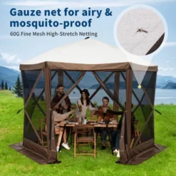 6-Sided Pop Up Gazebo Tent, Waterproof UV Protection Screen Canopy, Portable Instant Shelter With Carry Bag & Stakes -Furniture GUEST 4c939160 e3b7 48c0 9a52 c36f9d89e377