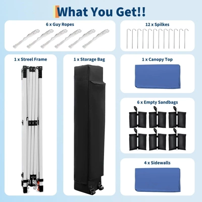 10x20 Pop Up Canopy Tent With 4 Sidewalls,Heavy Duty Outdoor Canopy With 3 Adjustable Height, Commercial Street Vendors Party Tents 9 10x20 Pop Up Canopy Tent With 4 Sidewalls,Heavy Duty Outdoor Canopy With 3 Adjustable Height, Commercial Street Vendors Party Tents - Image 7