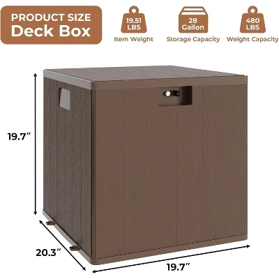 Outdoor Deck Box, 28 Gallon Resin Storage Container, Lockable Waterproof Storage Box 5 Outdoor Deck Box, 28 Gallon Resin Storage Container, Lockable Waterproof Storage Box - Image 3