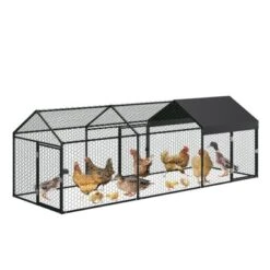 Chicken Coop Walk In Run - Galvanized Large Poultry Cage With Water-Resistant Cover, Outdoor Hen House For Backyard Farm -Furniture GUEST 4d30ae9c 5798 4c0b 821a 8d16c8880381