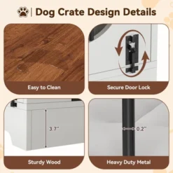 Dog Crate Furniture, 39.4" Dog Kennel For Dogs Up To 70 Lb, With Bed Mat, Heavy-Duty Dog Cage End Table, Three Doors Dog House, White/Brown 12 Dog Crate Furniture, 39.4" Dog Kennel For Dogs Up To 70 Lb, With Bed Mat, Heavy-Duty Dog Cage End Table, Three Doors Dog House, White/Brown -Furniture GUEST 4d9a8e92 eb90 4307 a24d 1db9ef0ec1ea