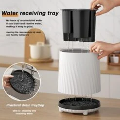 Knife Rack, Rotating Kitchen Utensil Holder - 360¡ã Spoon Fork Chopstick Storage With Drain Tray, Black White -Furniture GUEST 4e6aa8d2 8b03 4937 8f3e 0cbec5dd5e09