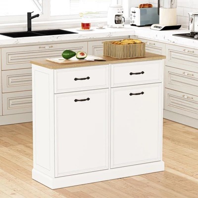 Trash Cabinet Tilt Out, Hidden Trash Can Cabinet Storage Holder, Freestanding Pet-Proof Garbage Can Cabinet For Kitchen Dining Living 4 Trash Cabinet Tilt Out, Hidden Trash Can Cabinet Storage Holder, Freestanding Pet-Proof Garbage Can Cabinet For Kitchen Dining Living - Image 2