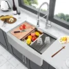 Farmhouse Kitchen Sink 30x22 Inch, Apron Front 304 Stainless Steel Drop-In Sinks, 16 Gauge Single Bowl Sink With Ledge & Accessories -Furniture GUEST 4f39c0e4 9f66 4048 86c3 c3dc75fefa14