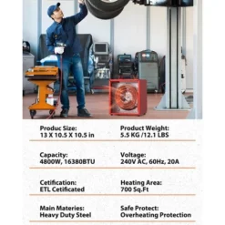 Electric Heater - 4800 Watt 240V Ceiling/Wall Mount With Thermostat, Fan-Forced Indoor Shop Heater For Garage/Workshop (ETL Certified) -Furniture GUEST 4feeb659 1000 4324 b58f e2f000155443