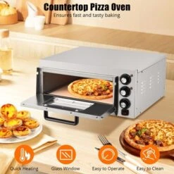 Commercial Countertop Pizza Oven,1800W Stainless Steel Electric Pizza Maker With Timer & Crumb Tray For Home/Restaurant -Furniture GUEST 5000d010 ca4b 4909 ad80 0f031da8bbf5