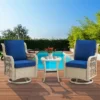 3 Piece Outdoor Patio Set, Wicker Rocking Bistro Set With 2 Swivel Chairs & Tempered Glass Top Table 2 3 Piece Outdoor Patio Set, Wicker Rocking Bistro Set With 2 Swivel Chairs & Tempered Glass Top Table -Furniture GUEST 500c5021 ee74 4951 9dbd 818c27dbf75f