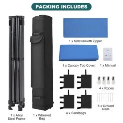 Commercial Pop Up Tent, 10x10 FT Canopy Tent, 500D Waterproof Canopy, Outdoor Sun Shade With Roller Bag & 4 Sandbag For Outdoor/Camping/Stall -Furniture GUEST 503e0ce5 962a 4ea3 8ee3 823bc59d9438