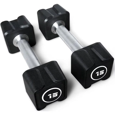 TROPOW Square Dumbbell (15KG/30LB/55LB) ¨C Black PU Coated Non-Slip Weight For Home Gym & Strength Training 3 TROPOW Square Dumbbell (15KG/30LB/55LB) ¨C Black PU Coated Non-Slip Weight For Home Gym & Strength Training