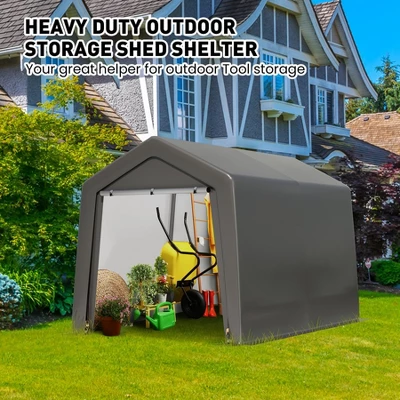 Outdoor Portable Storage Shelter Shed, Waterproof And UV Resistant Portable Garage Kit Tent With Rolled Up Zipper Doors & Vents Carport 4 Outdoor Portable Storage Shelter Shed, Waterproof And UV Resistant Portable Garage Kit Tent With Rolled Up Zipper Doors & Vents Carport - Image 2