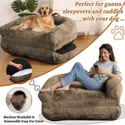 Foldable Dog Bed For Humans, 71"x43"x10" Giant Dog Bed For People And Pets, Washable & Removable Faux Fur Cover -Furniture GUEST 51475159 382a 48c9 abb3 2b483f8b3770
