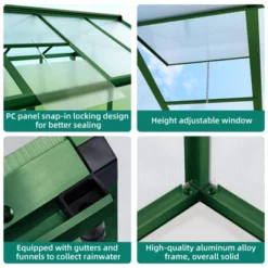 TROPOW 6x10 FT Polycarbonate Greenhouse For Outdoors, Heavy Duty Aluminum Frame, Single Swing Door, Adjustable Vent Windows, Green House For Garden -Furniture GUEST 51bc8bb6 29ab 40c3 9c7f efb5d413a2f9