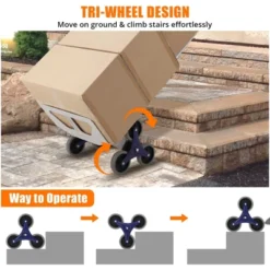 Hand Truck, Aluminum Stair Climber - 650 Lb Capacity 2-in-1 Convertible With Triangle Wheel For Warehouse & Shopping -Furniture GUEST 52c8cd5f 84a6 431d b0e4 7acb42a864db