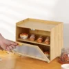 Bread Box, Double Layer Bamboo Kitchen Countertop Storage - Farmhouse Container With Window, Large Capacity For Bread, Rolls (Natural & Gold) 2 Bread Box, Double Layer Bamboo Kitchen Countertop Storage - Farmhouse Container With Window, Large Capacity For Bread, Rolls (Natural & Gold) -Furniture GUEST 537bcbd2 afff 44e2 a472 d24e8e9f230b