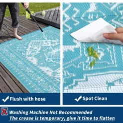Outdoor Plastic Straw Rug 8x10 Outdoor Rug Waterproof Reversible Large Vintage Medallion Patio Rugs Portable -Furniture GUEST 53b7914e e700 4565 8883 37f6096baecb