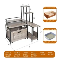 Cat Litter Box Enclosure Furniture With 3-Tier Storage Shelves, Wooden Large Hidden Litter Box Furniture, Modern Style Cat Washroom ,Grey 14 Cat Litter Box Enclosure Furniture With 3-Tier Storage Shelves, Wooden Large Hidden Litter Box Furniture, Modern Style Cat Washroom ,Grey -Furniture GUEST 544f70a6 c8b1 4ae0 b5da 7231fe21218c