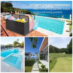 Poolside Float Storage Organizer, Outdoor Rattan Caddy With Wheels & Basket Organizer -Furniture GUEST 55142424 bf0d 418c 8cec 7d902ec5a769