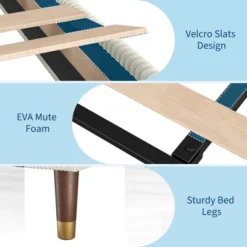 Bed Frame Upholstered Platform Size Bed With Fabric Headboard, Non-Slip And Noise-Free, Wooden/Metal Slats Support -Furniture GUEST 55407076 a07e 4629 ad5b 9469081c87c8