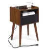 Nightstand With Charging Station, Rustic Bed Side Table With Drawer, 3-Tier Wooden Night Stand With Storage Shelf -Furniture GUEST 564b9e3e 767c 4cbc a5fc bc67cb442686