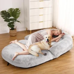 Foldable Dog Bed For Humans, 71"x43"x10" Giant Dog Bed For People And Pets, Washable & Removable Faux Fur Cover -Furniture GUEST 56668ed7 c996 4946 b3cc 1d7ed108102a