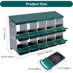 Hole Chicken Nesting Boxes With Lockable Lid - Metal Laying Box For Hens, Secure Egg Collection & Protection, Easy Access