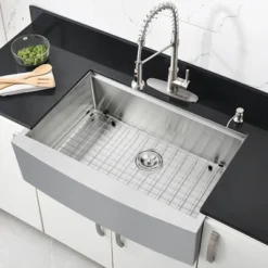 Farmhouse Kitchen Sink 30x22 Inch, Apron Front 304 Stainless Steel Drop-In Sinks, 16 Gauge Single Bowl Sink With Ledge & Accessories -Furniture GUEST 58ef5a67 0542 43d0 90d3 8f964e117135