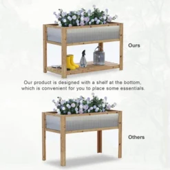 TROPOW Wooden Raised Garden For Patio, Bed Planter Box With Legs And Storage Shelf, Mobile Elevated Wood Planter -Furniture GUEST 590c4f9e 7318 4630 9a3a a78fa5e3eb9c
