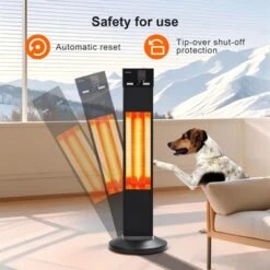 Outdoor Infrared Heaters For Patio, 1500W Portable Patio Heater, Electric 3 Heat Levels Patio Heater(500W/1000W/1500W), Remote Control & 24 Timer -Furniture GUEST 59cfb710 87b7 446c b723 1f5eb28e7d0f