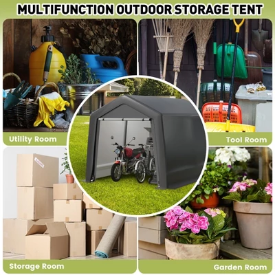 Outdoor Portable Storage Shelter Shed, Waterproof And UV Resistant Portable Garage Kit Tent With Rolled Up Zipper Doors & Vents Carport 7 Outdoor Portable Storage Shelter Shed, Waterproof And UV Resistant Portable Garage Kit Tent With Rolled Up Zipper Doors & Vents Carport - Image 5