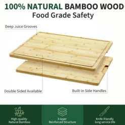Extra Large Bamboo Cutting Board, Reversible Curved Butcher Block With Deep Juice Groove, Kitchen Chopping Board And Serving Tray -Furniture GUEST 5a5cb62e b61e 4542 9002 70a2c3997e5d