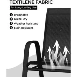 Stackable Dining Chairs Set Of 4, High-Back Patio Dining Chairs Set, Outdoor Chairs With Textilene Fabric & Metal Frame For Lawn Backyard Deck Garden -Furniture GUEST 5b7433d7 fce1 4255 b113 0de53d1af83e