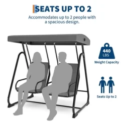 2 Person Porch Swing Chair, Heavy Duty Outdoor Patio Swing Glider With Adjustable Canopy & Removable Cushions, Independent Swing Chairs -Furniture GUEST 5c769e3a 4347 4843 8a77 d792a16e4c28