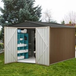 Outdoor Storage Shed, Large Garden Shed,Large Metal Tool Sheds With Sloping Roof And Vents,Updated Reinforced And Lockable Doors Frame Metal Storage -Furniture GUEST 5c77b2ff ddf3 4be9 926d a9ccfaacc02f