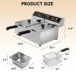 Deep Fryer, 20.7QT Electric Countertop Fryer With 2 Baskets & Lids - 6000W Dual Tank For Restaurant Kitchen -Furniture GUEST 5cffd99c a0fd 454a 81d2 1a692c1f4b0d