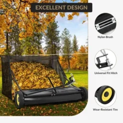 Lawn Sweeper, Tow Behind 44" - Large Hopper Leaf & Grass Collector With Adjustable Brush Height, Yard Cleanup Tool -Furniture GUEST 5d205cca 87ef 4fbe b656 17770d2e1b6a