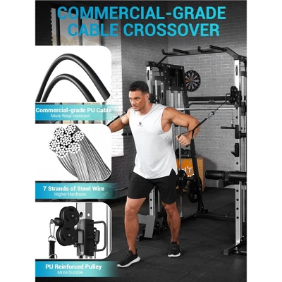 Home Gym, Power Cage 2200LBS All-in-One - Smith Bar, Dual Pulley System, LAT Pull-Down, Cable Station Strength Training Equipment 9 Home Gym, Power Cage 2200LBS All-in-One - Smith Bar, Dual Pulley System, LAT Pull-Down, Cable Station Strength Training Equipment - Image 7