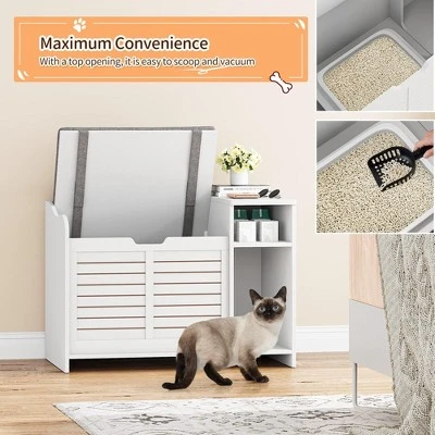 Cat Litter Box Enclosures With Top Opening With Cushion, Litter Box Furniture Hidden, Wooden Cat Washroom Indoor, Privacy Pet House 6 Cat Litter Box Enclosures With Top Opening With Cushion, Litter Box Furniture Hidden, Wooden Cat Washroom Indoor, Privacy Pet House - Image 4