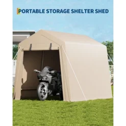 Storage Shed, Portable Garage 7'x10' Outdoor - Waterproof UV-Resistant With 2 Roll-Up Zipper Doors, Anti-Snow Shelter -Furniture GUEST 5dd92817 98f0 4db0 8e08 f36151c08746