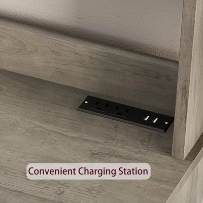 Bakers Rack With Storage Cabinet, Microwave Stand With Power Outlets, Farmhouse Bakers Rack With Thick Table Top, Small Kitchen Pantry For Kitchen 4 Bakers Rack With Storage Cabinet, Microwave Stand With Power Outlets, Farmhouse Bakers Rack With Thick Table Top, Small Kitchen Pantry For Kitchen - Image 2