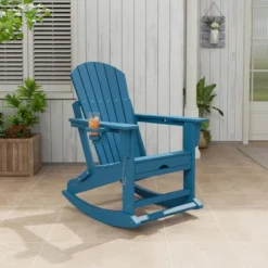 Rocking Adirondack Chairs, Folding Adirondack Rocking Chair With Footrest, Adirondack RockingChair Outdoor With Retractable Ottoman And Cup Holder -Furniture GUEST 5ea4ea2f 13d3 48ca b775 52ca0c37a9ab