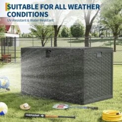 TROPOW120 Gallon Waterproof Large Resin Deck Box Indoor Outdoor Lockable Storage Container For Patio Furniture, Garden, Tools -Furniture GUEST 5f098c11 846d 4c7e bf1d 7a703daa613a