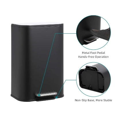 Gallon Bathroom Trash Can With Lid, Stainless Steel Garbage Can With Foot Pedal & Removable Inner Bucket, Rectangular Small Step Waste Bin For Kitchen 3 Gallon Bathroom Trash Can With Lid, Stainless Steel Garbage Can With Foot Pedal & Removable Inner Bucket, Rectangular Small Step Waste Bin For Kitchen