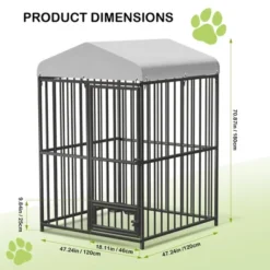 Dog Kennel, 4X4x6FT Large Outdoor Dog Kennel With UV-Resistant Roof & Swivel Feeder - Heavy Duty For Medium/Large Dogs