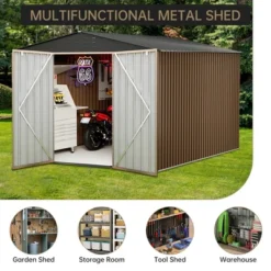 Outdoor Storage Shed, Large Garden Shed,Large Metal Tool Sheds With Sloping Roof And Vents,Updated Reinforced And Lockable Doors Frame Metal Storage -Furniture GUEST 5ff20ab4 4a3f 432c b173 2e64741b6ce7