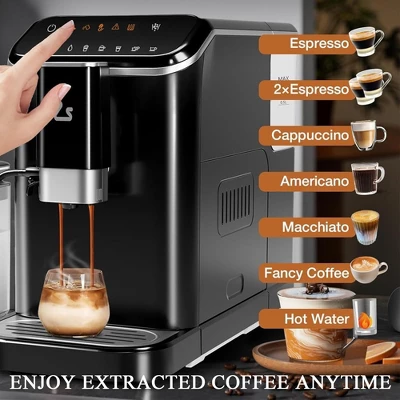 TROPOW Fully Automatic Espresso Machine, With Built-In Grinder And Milk Frother, Adjustable Espresso Bean Grinder For Home Barista 7 TROPOW Fully Automatic Espresso Machine, With Built-In Grinder And Milk Frother, Adjustable Espresso Bean Grinder For Home Barista - Image 5