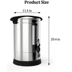 TROPOW 100-Cup 14L Commercial Coffee Urn ¨C Large Capacity Fast Brew Stainless Steel Coffee Maker For Church Events, Meetings & Gatherings,Silver