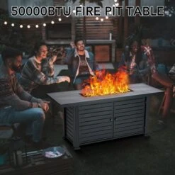 57" Fire Pit Table, 50000BTU Rectangle Propane Fire Table With Cover,Rain Cover, Sturdy Steel And Iron Fence Surface, CSA Safety Certified -Furniture GUEST 6118f18a 60c0 49a7 8727 abdea812249e